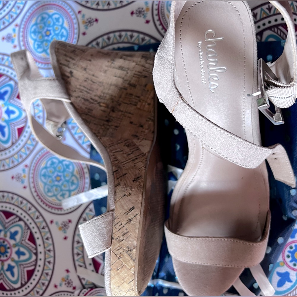 Size 9 wedge ankle strap sandal.